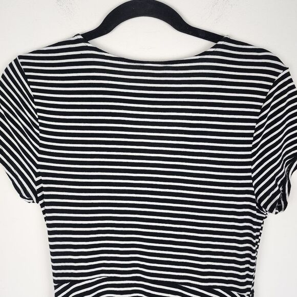 Faded Glory Mini Dress Striped Faux Wrap Dress size M - Picture 10 of 12